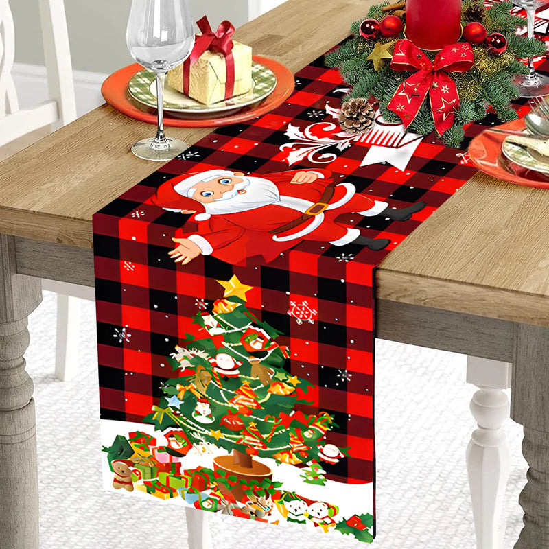 Christmas Table Runner Polyester Xmas Table Flag Cover Merry Christmas Decorations for Home 2024 Xmas New Year Tablecloth 2025