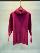 Miyake Pleated Sweatshirt Pit Stripe Zipper Standing Collar Jacket Women 2025 New Casual Pullover Hundred Pleat Skinny Tops