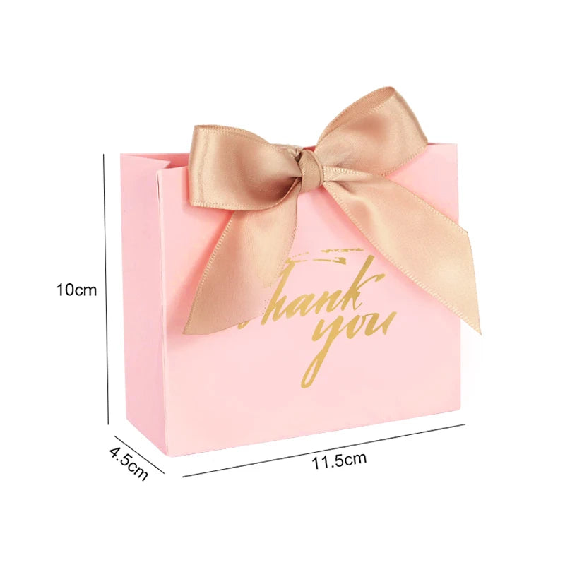 5/10pcs Thank You Candy Box With Ribbon Wedding Favors Chocolate Gift Box for guests Christmas Baby Shower Birthday Party Decor