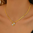 Lxalry 18K Gold-Plated Double Luck Necklace, Four-Leaf Clover, Hypoallergenic, For Women/Wife/Mom, Valentine's Day, Birthday
