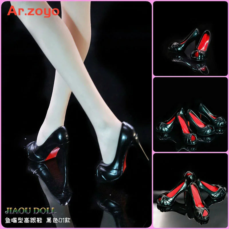 1/6 Scale Female Fishbill High Heels Shoes Model Fit 3.3cm Length feet Soldier Action Figure Body