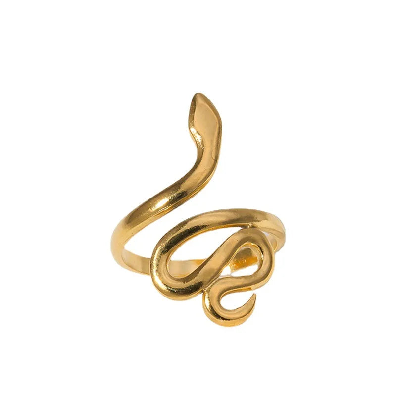 Stainless Steel Snake Rings For Women Men Gold Color Open Adjustable Ring Vintage Gothic Aesthetic Jewelry Gifts anillos mujer