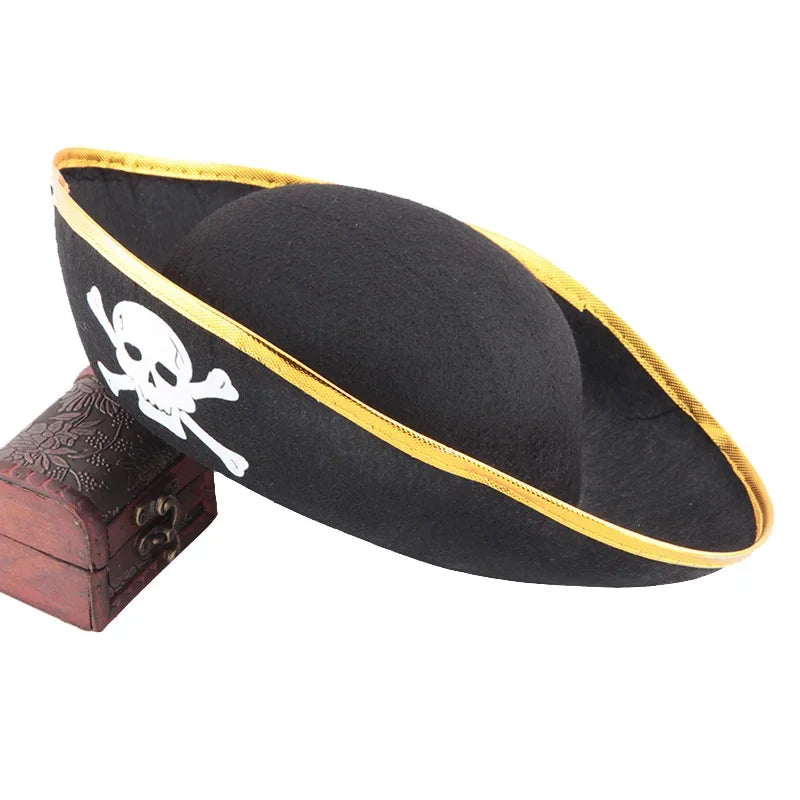 Print Skull Children / Adult Pirate Hat Cosplay Costume Cap Halloween Masquerade Party Performance Pirate Captain Hat Props