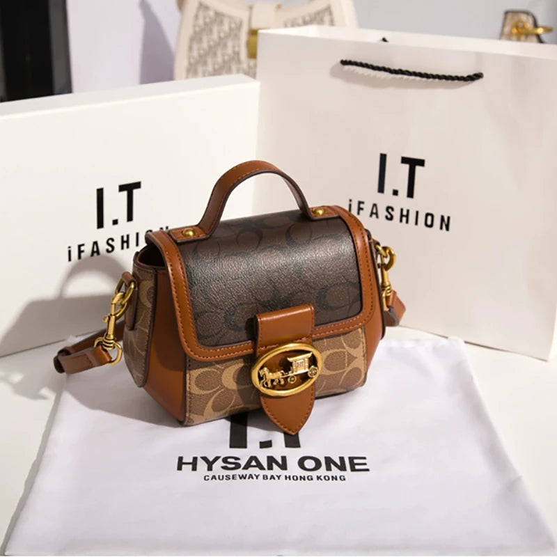 2024 New minimalist and fashionable small handbag, women's bag with contrasting colors, designer's high-end single shoulder cros