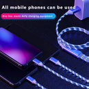 3-in-1 leuchtendes LED-Licht 3A Schnelllade-Micro-USB-Typ-C-Kabel für iPhone Samsung Xiaomi Redmi Telefon-Ladegerät USB-Kabel