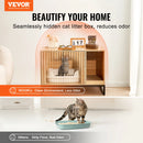 SucceBuy Cat Litter Box Enclosure Hidden Litter Box Furniture Wooden Cat Washroom Indoor with 2 Doors Study Metal Legs Cat House