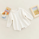 Infant Knit Jumpsuit with Long Sleeves and Round Neckline Solid Color Baby Romper Sweater Bodysuit for Cozy Outfit