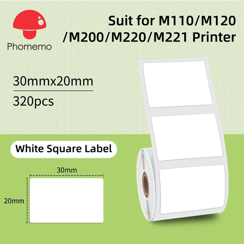 Phomemo Mini Printer Thermal White/Color/Round/Transparent Sticker Self Adhesive Waterproof Sticker For M110 M220 M221 M120 M200