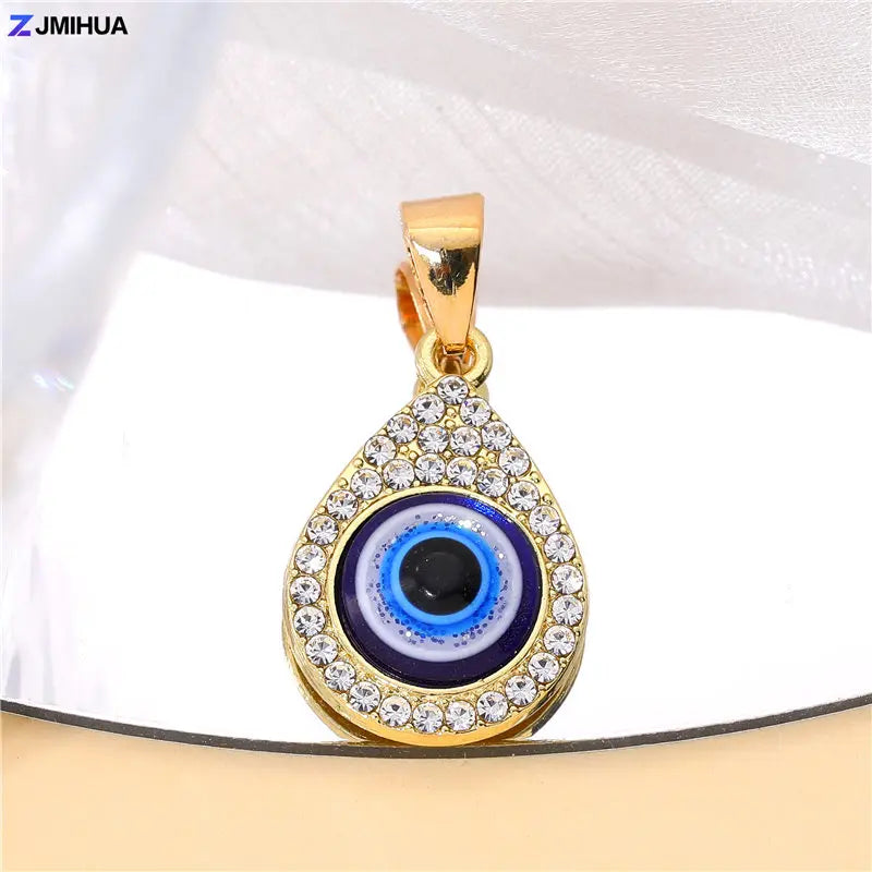 New Crystal Blue Evil Eye Charms Amulet Pendants For Jewelry Making Accessories DIY Designer Bohemia Style Necklaces Supplies