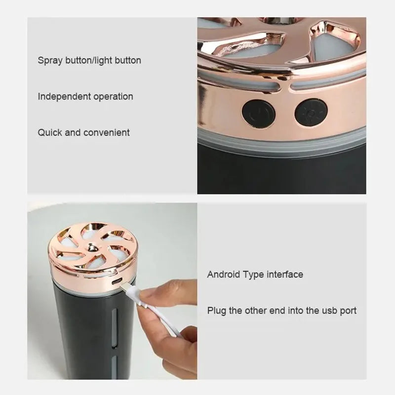 New 300ml Car Air Humidifier With Color Night Light Small Silent Humidifier Air Freshener Home Aroma Machine Fragrance diffuser