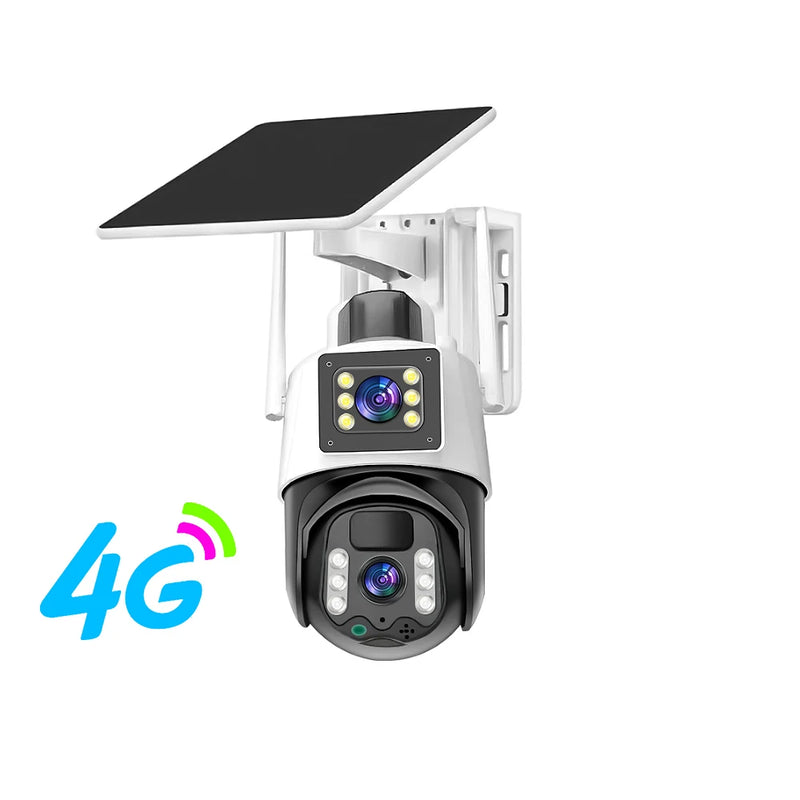 Linook V380， Wireless 4G SIM card outdoor solar camera waterproof 360 dual lens 4K, CCTV security protection IP camera,