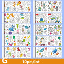 90cm Animal Canvas Children's Drawing Roll DIY Coloring Paper Roll Color Filling Graffiti Paper-cut Painting Educational School