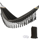 Hammock Soft Comfortable Fabric Canvas Hammock Outdoor Portable Boho Fringe Hammock for Garden Patio Yard Travel Max 200kg