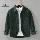 100% Cotton, Solid Color Business Casual Men's Shirt High Quality Breathable, Sweat-absorbent Loose Long-sleeved Shirt