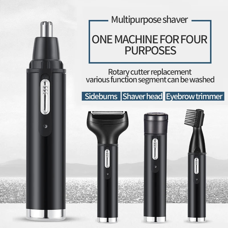 4-in-1 Multifunctional USB Rechargeable Men's Beard Trimmer Ear Eyebrow Nose Hair Trimmer Hair Removal Cleaner