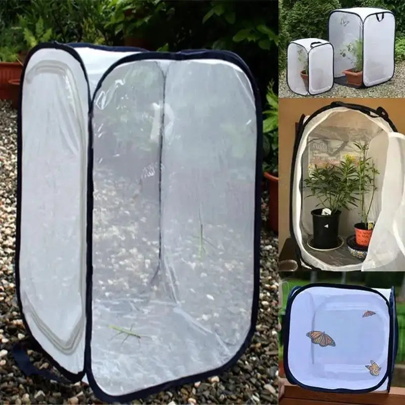 New Butterfly Habitat Insect Cage Mesh Cages Pop-up Collapsible Plant Greenhouse Box Net Cloth