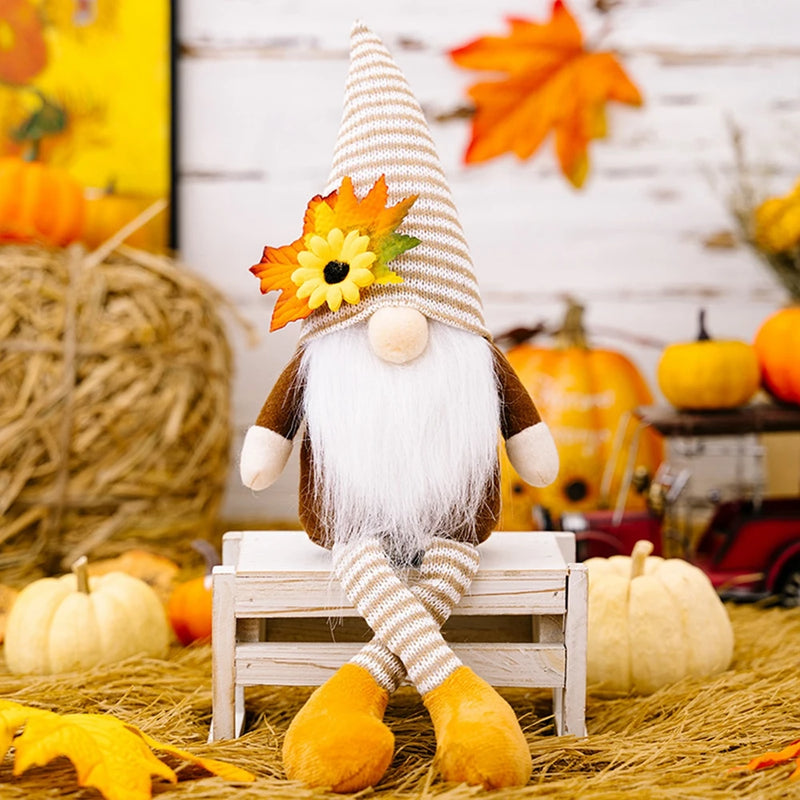 Fall Gnome Pumpkin Sunflower Swedish Nisse Elf Dwarf Plush Ornaments Decorations For Home Party Autumn Thanksgiving Decor Gift