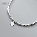Modian Echtes 925 Sterling Silber Einfaches Herzperlenarmband für Frauen Platinbeschichtete Verstellbare Armbänder Partygeschenk 16+3CM
