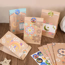 12pcs Ramadan Kraft Paper Gift Bag with Stickers Eid Mubarak Candy Cookie Packaging Bag 2025 Islamic Muslim Party Decor Supplies