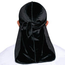 New Unisex Solid Color Soft Velvet Longtail Pirate Hat Breathable Bandana Durag Long Ribbon Cape Baotou Headband Du-Rag