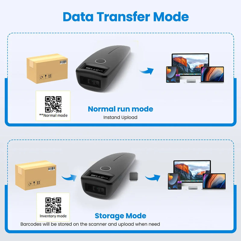 Barcode Scanner Wireless 1D 2D QR Code Scanner USB Bluetooth Mini Pocket QR Reader IOS Android Windows for Mobile Payment