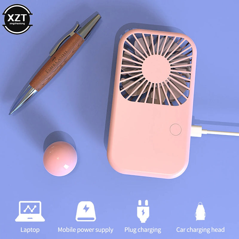 Handheld Usb Mini Fan Portable Pocket Fan Office Dormitory Desktop Fan Outdoor Travel Air Cooler Three-speed Wind Speed