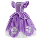 Disney  Little Princess Sopfia Frock Fancy Birthday Sofia Party Dress for Girls Sequined Bodice Flying Sleeve Carnival Costume