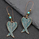 Vintage Bohemia Big Ear Hook Drop Earrings For Women Ethnic Geometric Leaf Wing Flower Hollow Round Boho Earings Antique Jewelry