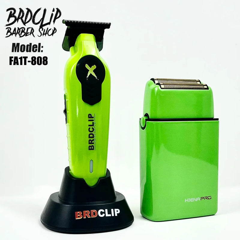 BRDCLIP 2PC FA1T 808 Professional Green Hair clipper Hair Trimmer 7800RPM Barber Machine Electric Clipper with Charger Stand