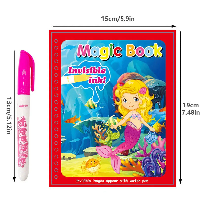 Magic Pen Water Drawing Books Coloring Book for Kids Doodle Painting Board Children Educational Toys Baby Christmas Birthday Gif