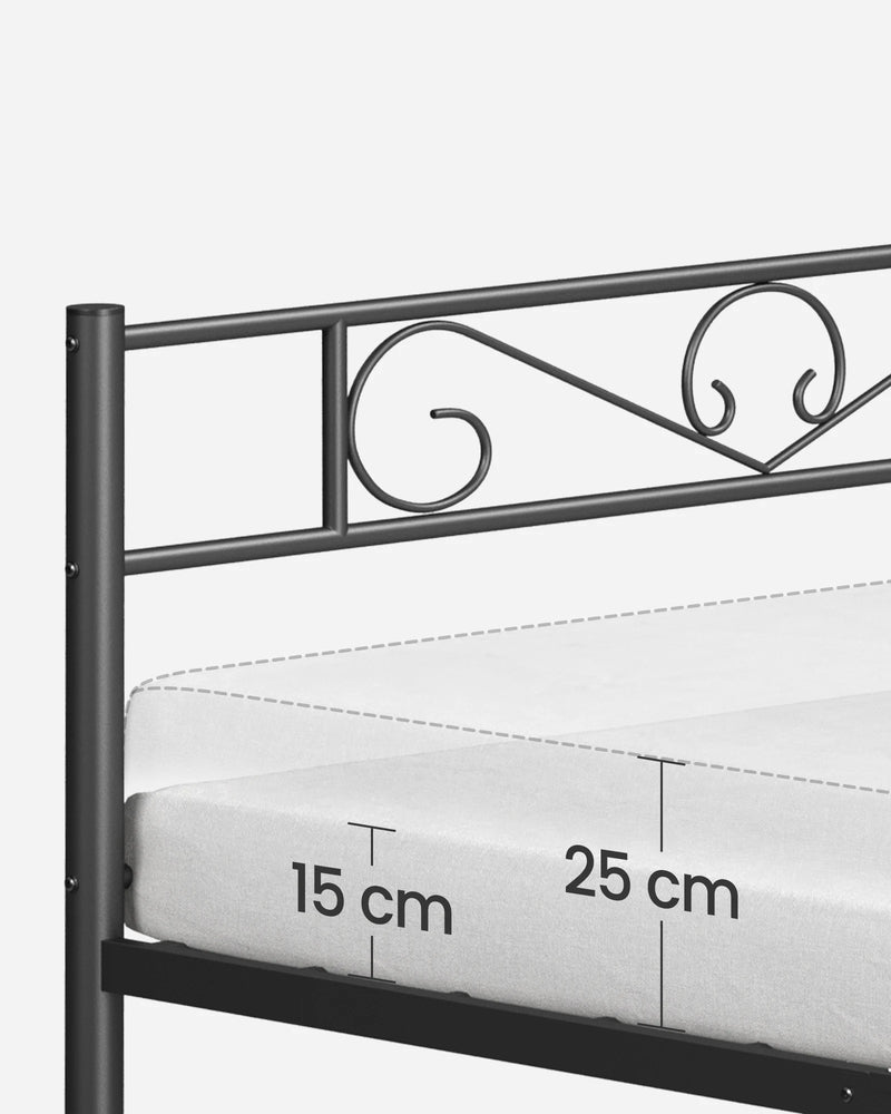 VASAGLE bed 90x200 cm Guest bed Single bed Metal bed Rack bed frame Metal bed Easy Assembly ink black