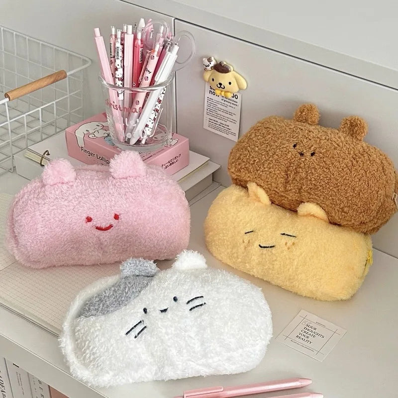 Original Plush Pen Bag Cute Ins Multi Functional Large Capacity Storage Bag Student Stationery Bag Pencil Bag  School