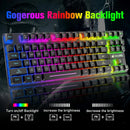 T87 Wireless Keyboard Mouse Set, Rainbow Backlit 2.4G Rechargeable Gaming Keyboard 2400DPI Optical Gaming Mouse with Mouse Pad
