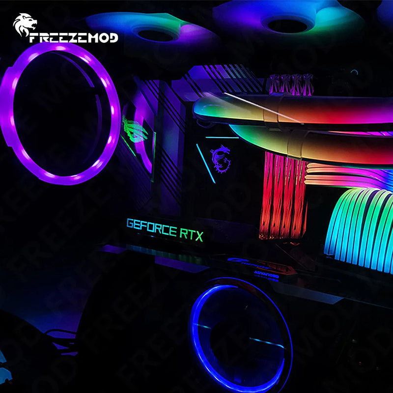 FREEZEMOD GPU Side Panel RTX3090 GTX ROG PC Decoration Video Card Plate Faith Lamp Water Cooler AURA SYNC Liquid Cooling ARGB