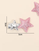 New Silver Star Hair Clip for Kids Girls Pink Glitter Hairpins Side Bangs Clip Barrettes Children Cute Headwear Hair Accessories