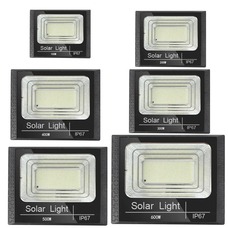 BIG SIZE Solar Panel Light Solar Garden Street Lamp Floodl White Lights Dimmable Remote Switch IP67 Waterproofing Light Energy