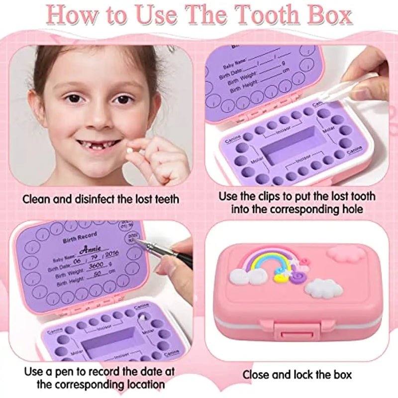 Baby Teeth Keepsake Box, Colored Tooth Holders, Container Organizer for Lost Teeth, Teeth Lanugo Storage Saver for Boys Girls