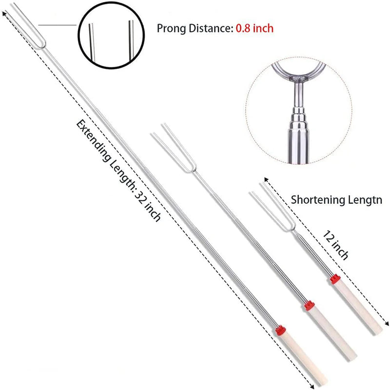 Marshmallow Roasting Stick Retractable 81cm Long Metal Grilling Skewer Grill Set, Retractable Grilling Fork, Camping, Campfire
