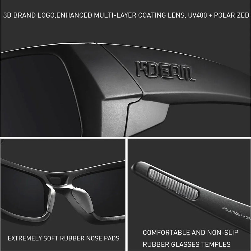 KDEAM Men's Fishing Sunglasses All Black Shades With Carrying Zipper Case 2024 New Arrivals