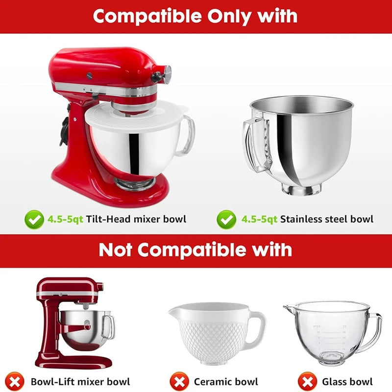 For Kitchenaid 4.5-5 Quart Tilt-Head Stand Mixers, Secure Pouring Shield & Mixers Bowl Covers Mixer Splatter Guard Lids