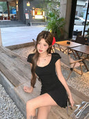 New Women Slim Temperament Purple Black Mini Dress Sexy Summer Knit Waist Skirt Spice Girls Dresses Bodycon Dress High Quality