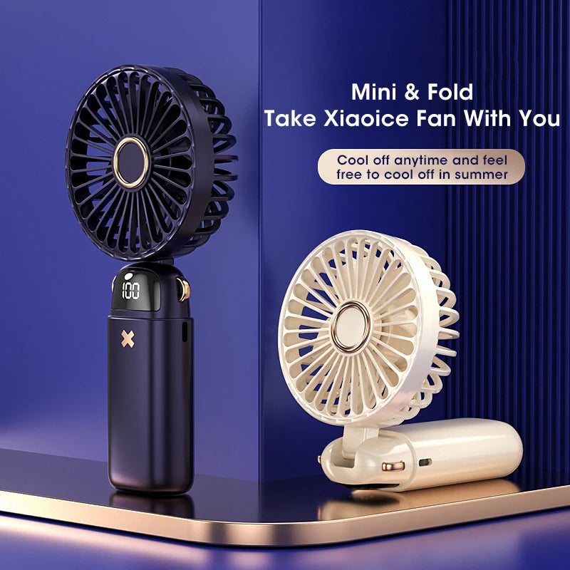 Mobile Phone Holder Fan USB Rechargeable Hand Folding Fan Better Summer Gift For Family Mini Handheld Fan Mini Air Conditioner