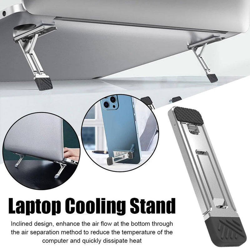 Xnyocn Laptop Stand Aluminum Alloy Mini Folding Holder 3 Height Adjustment Notebooks Bracket Accessories For Macbook Smart Phone