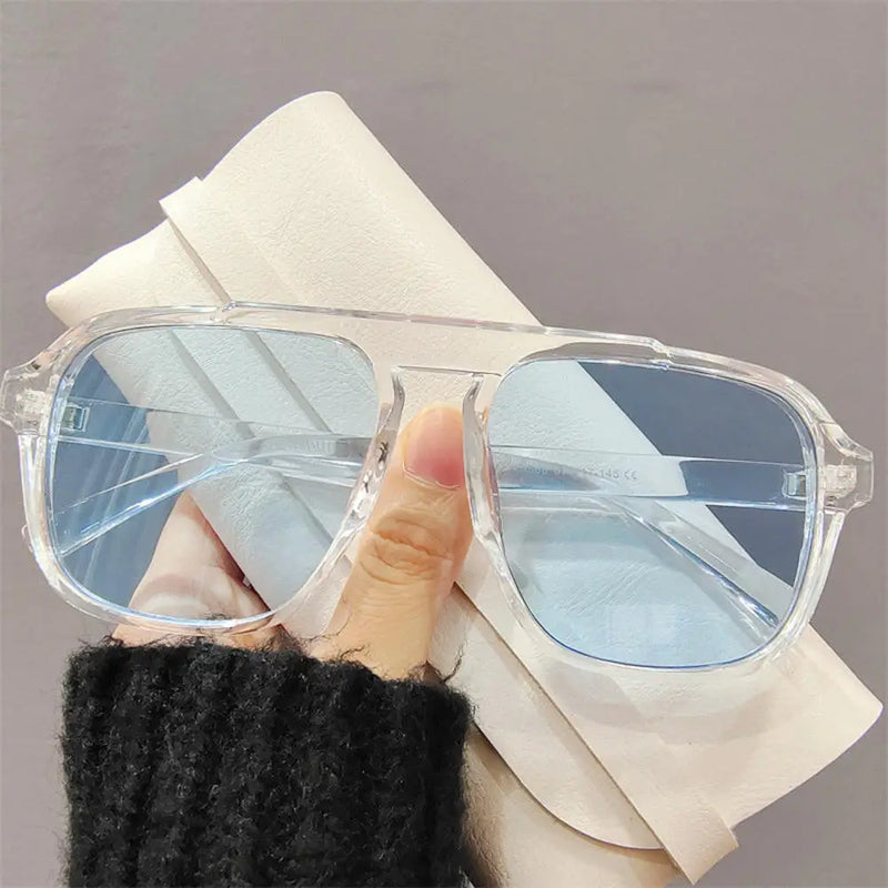 2024 New Fashion Men Sunglasses Oversized Frame Women Anti-blue Light Transparent Glasses UV400 Eyewear Flat Mirror Eyeglass