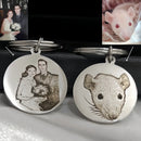 Custom Pet Portrait Family Commemorative Photo Text Keychain Stainless Steel Personalized Matching Key chain Mother's Day Gift