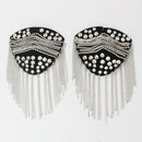 Exquisite Manual Dingzhu Flower Rhinestones Bead Diamond Punk Wind Coat Suit Brooch Tassel Badge Epaulets Shoulder Patches