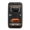 36W Dual-USB-Schnellladegerät QC3.0 Typ C+PD Armaturenbrett-Steckdose LED-Voltmeter für Toyota Hilux FJ Cruiser Honda