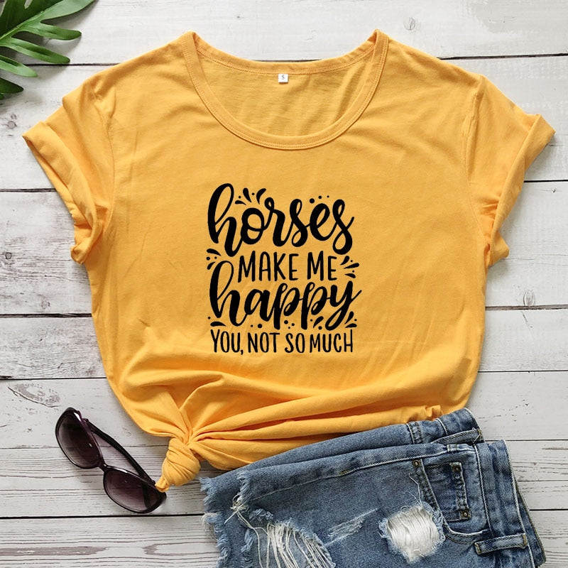 Horses Make Me Happy Printed New Arrival Women&