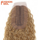 Synthetische Fake-Haarverlängerungen Afro Kinky Curly Hair Bundles mit Verschluss Ombre Golden 30 Zoll Weiches Super Langes Wellenhaar