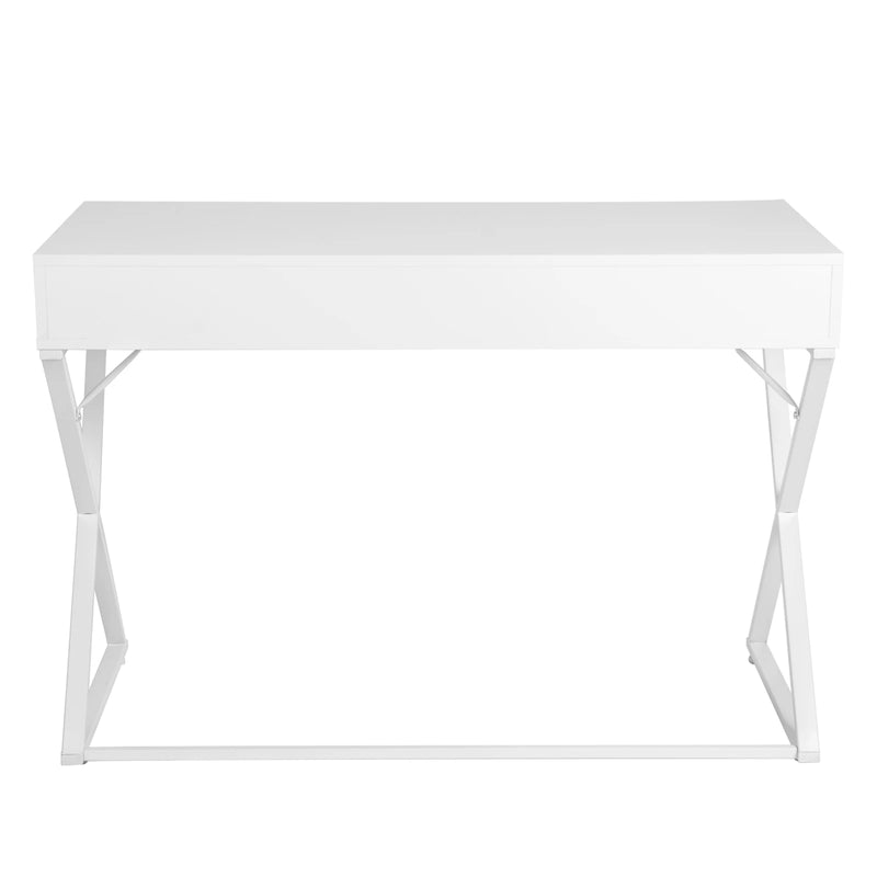 White Office Table Steel Frame Computer Desk 110x50x75cm PC Work Laptop Table with 3 Drawers for Study Home Office Furniture